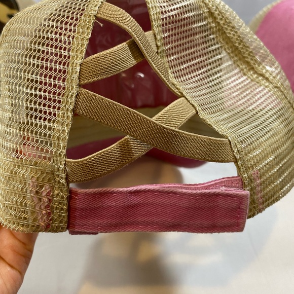 Pink Ragged Stretchable Baseball Cap. Adjustable - Picture 3 of 3